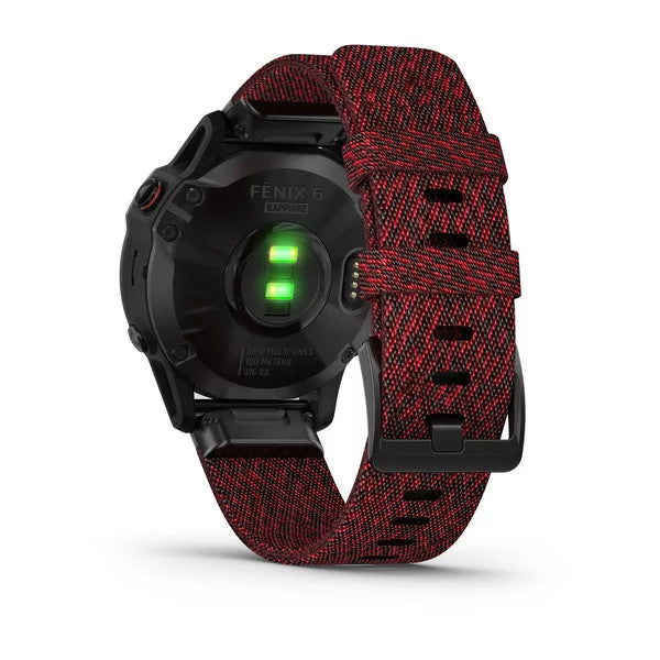 GARMIN fenix 6 Sapphire - Black DLC with Red Nylon Band