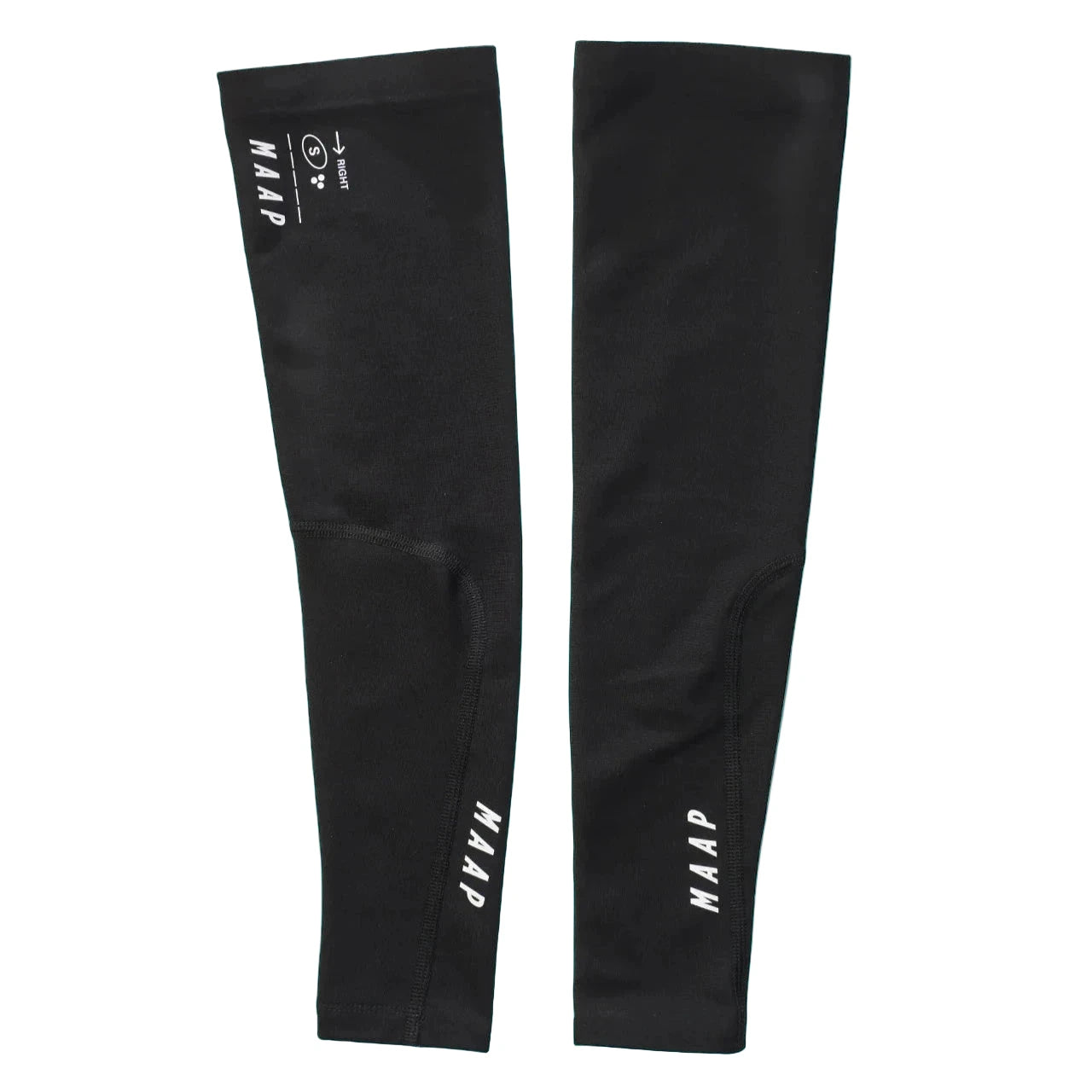 Black arm sleeves with 'MAAP' branding on a white background