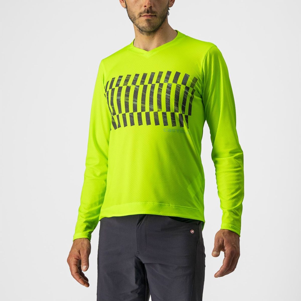 Castelli Men's Trail Tech Longsleeve Tee Electric Lime/Dark Lime