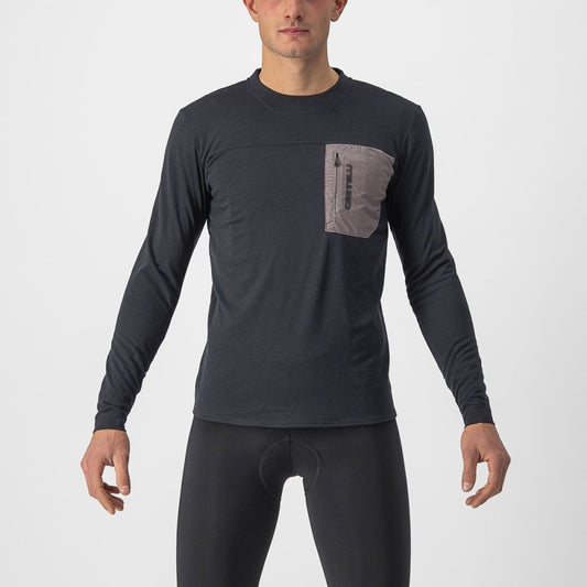Castelli Men's Unlimited Merino Long Sleeve Light Black/Nickel Gray