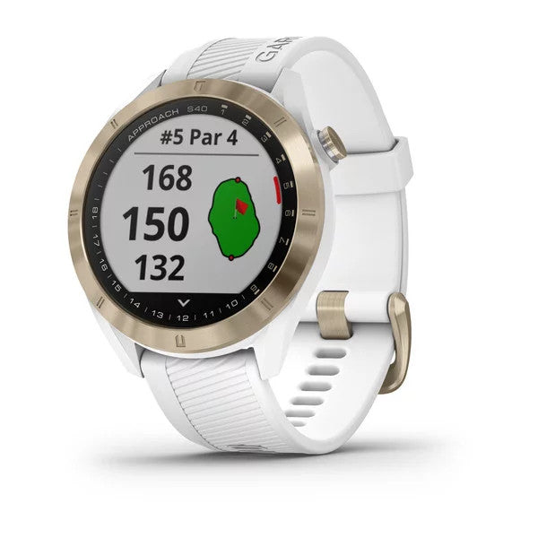 Garmin Approach S40 GPS Golf Watch - Light Gold with White Band