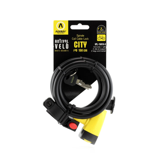 Auvray Spiral City Lock Ø10mm 150cm Black With Mount