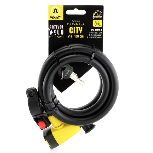 Auvray Spiral City Lock Ø15mm 150cm Black With Mount