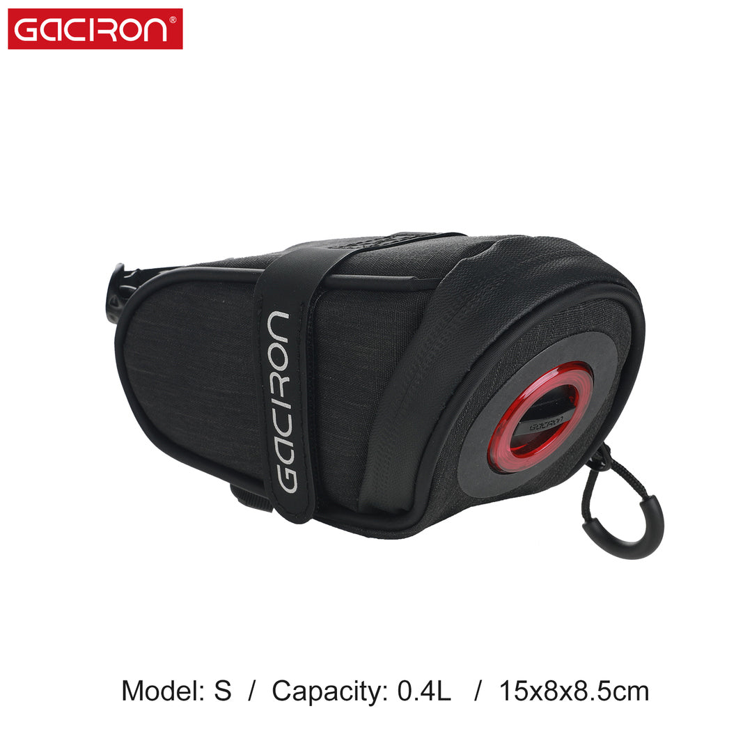 Gaciron Bird Nest Aero Saddle Bag w/Smart Tail Light 30LM  Small 
