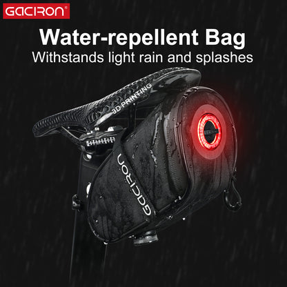 Gaciron Bird Nest Aero Saddle Bag w/Smart Tail Light 30LM  Small 