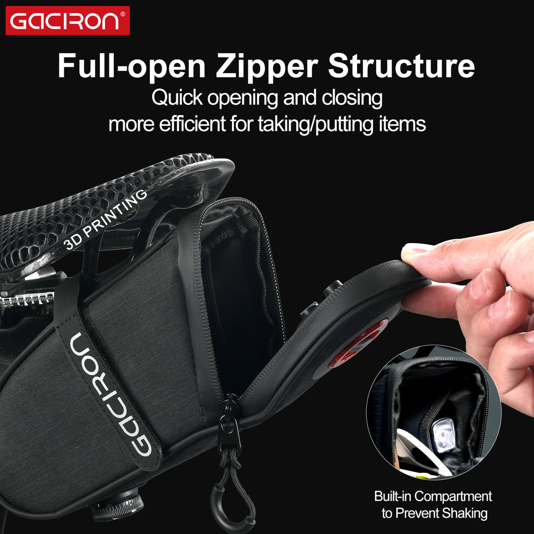 Gaciron Bird Nest Aero Saddle Bag w/Smart Tail Light 30LM  Small 