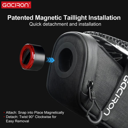 Gaciron Bird Nest Aero Saddle Bag w/Smart Tail Light 30LM  Small 