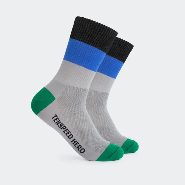 Ten Speed Hero 3 Colour Blocked Ribbed Crew Socks